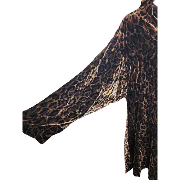 B. Hadikusumo Silk Blend Leopard Velvet Top MOP Buttons One Size Pockets Vintage - Picture 3 of 9